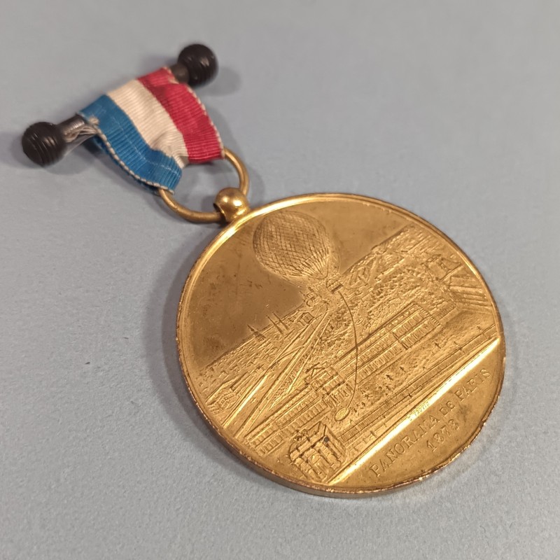 MEDAILLE SOUVENIR DE MON ASCENSION DANS LE GRAND BALLON CAPTIF A VAPEUR DE Mr HENRI GIFFARD 1878 PANORAMA DE PARIS